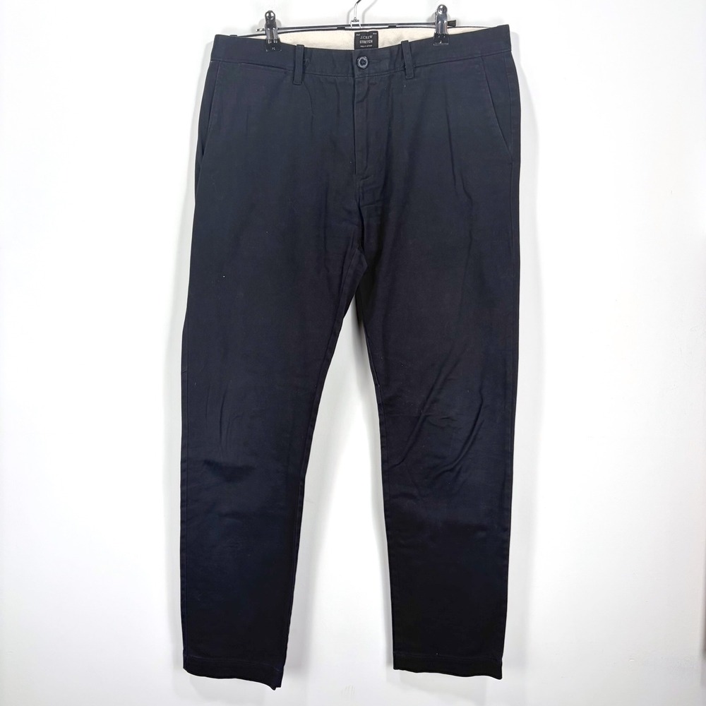 J.Crew Chino Pants Mens 33x32 Black Stretch Cotton Twill Casual Trousers Slim